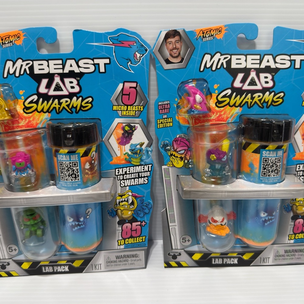 Lot of 2 Mr Beast Lab Pack 1 Kit Atomic Series Lab Swarms 5 Micro Beasts Inside